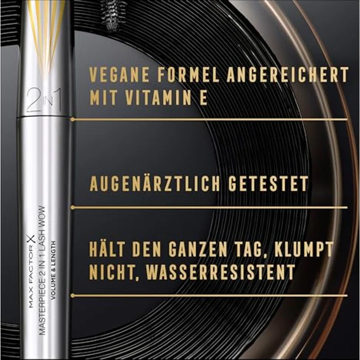 Max Factor Masterpiece Lash Wow Mascara, 2 in 1 Bürste für längere, geschwungenere und vollere Wimpern, Farbton Black Brown, 7 ml – Bild 12