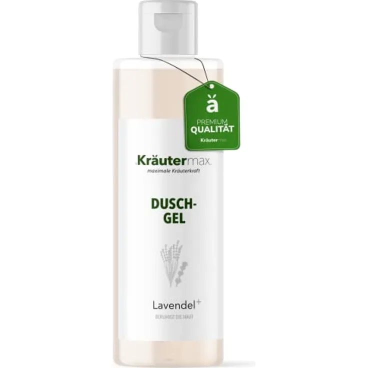 Kräutermax. Lavendel Duschgel mit Öl zur Entspannung auch als Seife und Shampoo, 250 ml
