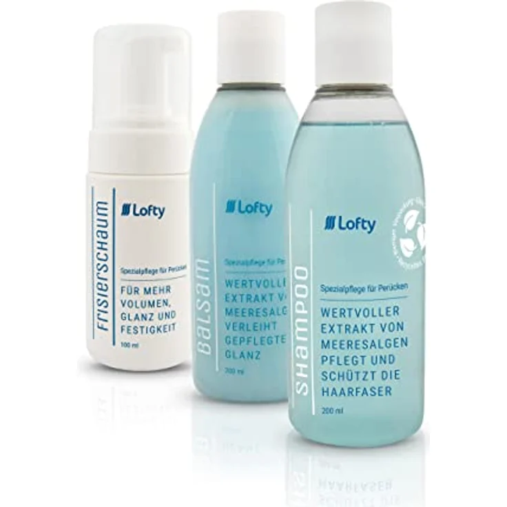 Lofty Pflege-Set 4 Perücken-Shampoo Perücken-Balsam Frisierschaum für Perücken-Pflege Kunstfaser – Bild 1