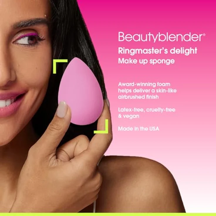 beautyblender Rosie Ringmaster's Delight, Limitierte Edition Make-up Schwamm, latexfrei, wiederverwendbar, für Flüssigmake-up, BB Cream, Puder & Highlighter, rosafarben – Bild 5
