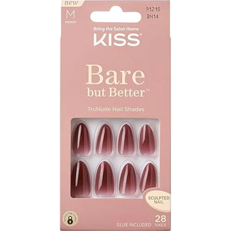 KISS Bare But Better Medium, künstliche Fingernägel Chemistry, 28 St. mit Spezialkleber für langanhaltende Gelnägel-Maniküre – Bild 1
