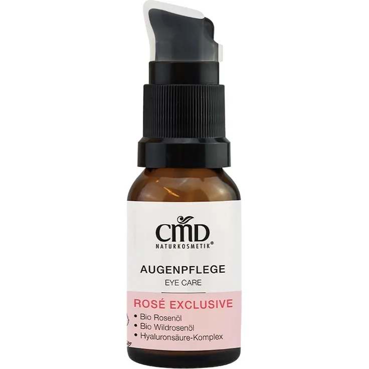 CMD Naturkosmetik Rosé Exclusive, Hyaluron Augenpflege mit Bio Ölen und Aloe Vera, 15 ml