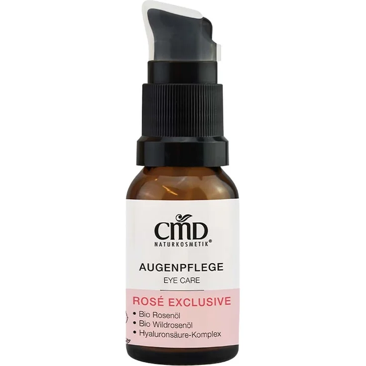 CMD Naturkosmetik Rosé Exclusive, Hyaluron Augenpflege mit Bio Ölen und Aloe Vera, 15 ml