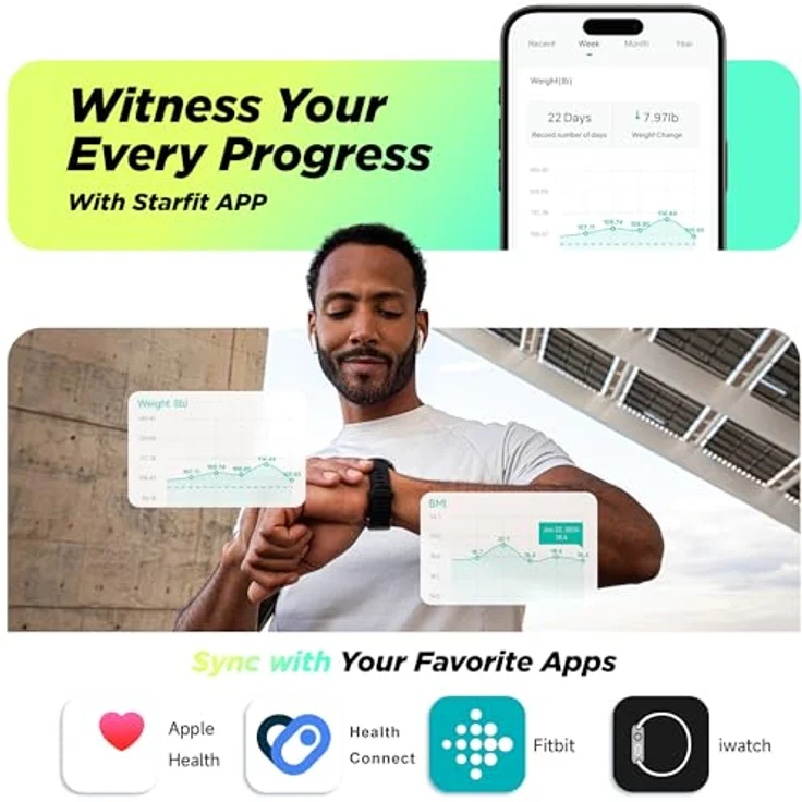 Runstar Smart Scale, digitale Personenwaage mit 8 Elektroden, Bluetooth-Verbindung und umfassender Körperzusammensetzungsanalyse – Bild 5