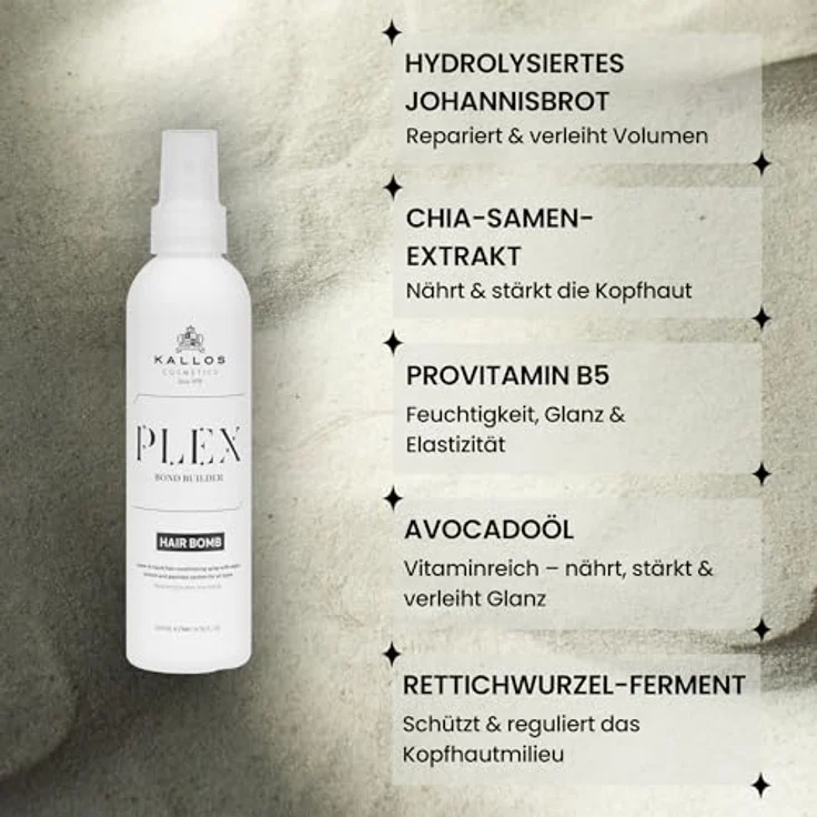Kallos Plex Bond Builder Hair Bomb Leave-In Haarpflegespray mit veganem Protein- und Peptidkomplex, 200 ml – Bild 4