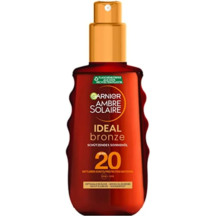 Garnier Sonnenöl mit LSF20, Feuchtigkeitsspendender Sonnenschutz und Bräunungsbeschleuniger, Ambre Solaire Ideal Bronze, 1 x 150 ml
