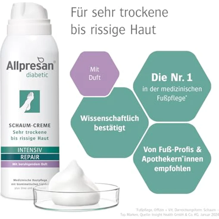 Allpresan diabetic INTENSIV + REPAIR Fußpflege - gegen sehr trockene bis rissige Haut - 125 ml – Bild 2