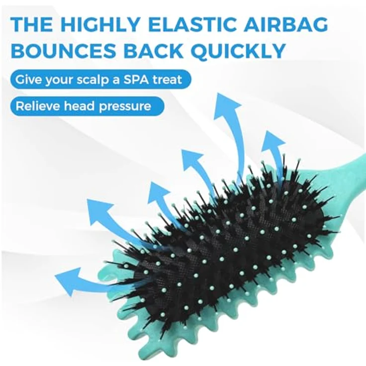 CNMTCCO Curl Hair Brush, Lockendefinierende Haarbürste mit Wildschweinborsten, ergonomischem Griff und entwirrendem Design, grün – Bild 5