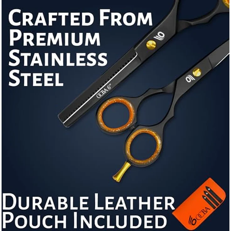 OCBA 6 Zoll Friseurschere, professionelle Haarschneideschere mit ergonomischem Design, schwarzer Satz für präzise Schnitte bei Friseuren und im Heimgebrauch – Bild 4