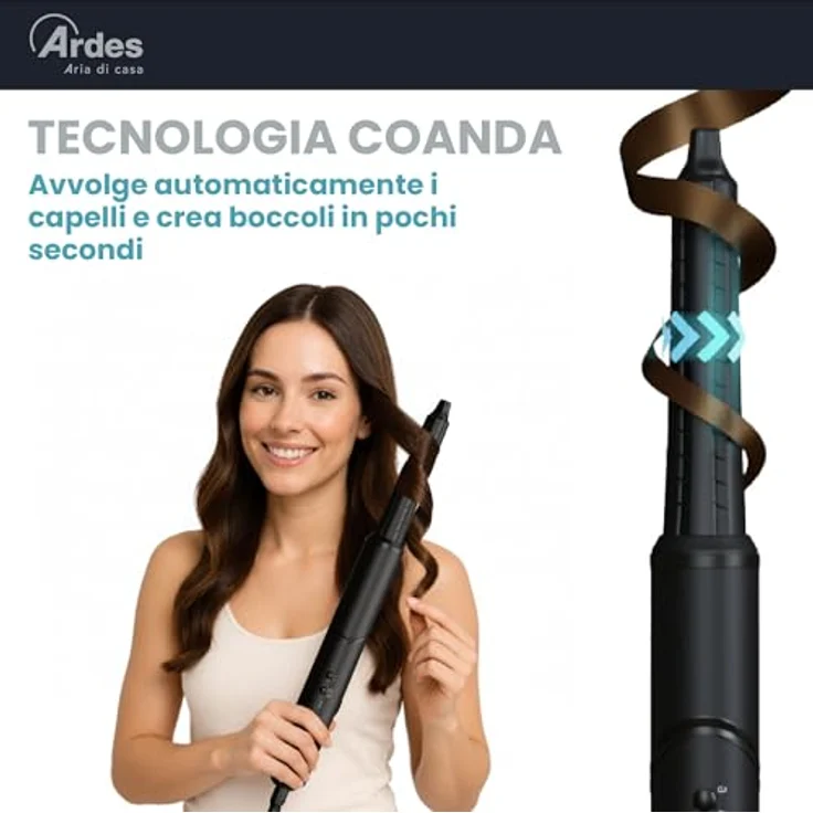 Ardes ESTYLIA ARPHON03 5-in-1 Styler und Haartrockner, 110.000 U/min Digitalmotor, automatischer Lockenstab, Coanda-Technologie, inklusive Glättungsbürste, Konzentrator und Diffusor – Bild 3