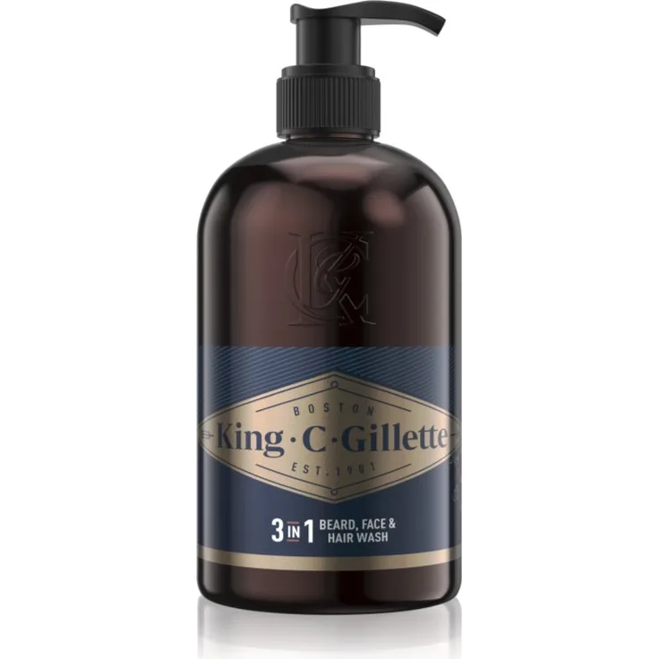 Gillette King C. Beard & Face Wash, Bartshampoo und Gesichtsreiniger für Herren, 350 ml, feuchtigkeitsspendend und sanft reinigend