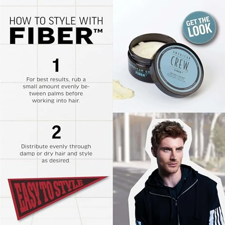 American Crew Fiber Haarfaser wie Haargel für Herren, hoher Halt und niedriger Glanz, 85 g (1 Stück) – Bild 3