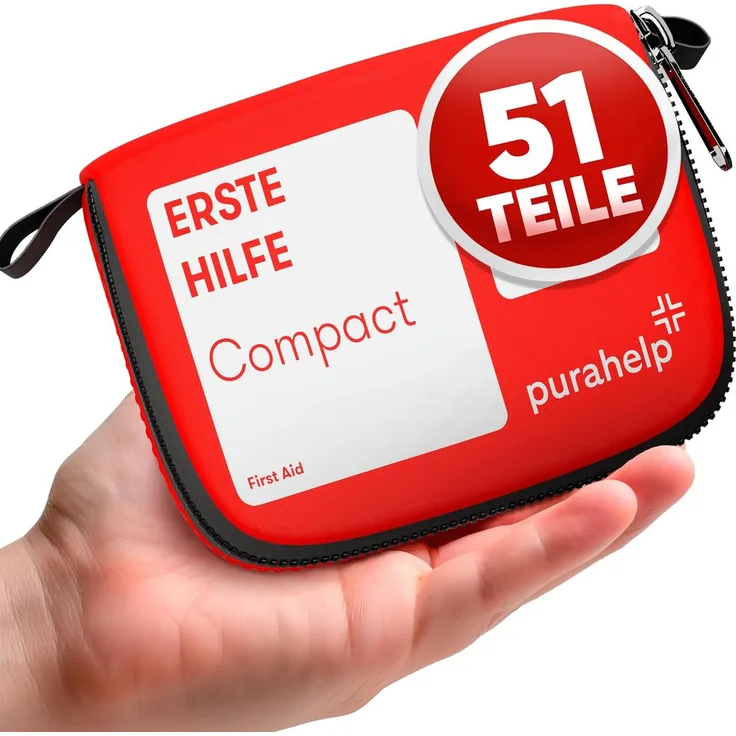 Purahelp Erste-Hilfe-Set Mini - Kompakt & Leicht - für Reisen, Outdoor, Camping, Fahrrad, (51 St), Reiseapotheke Erste Hilfe Set Outdoor