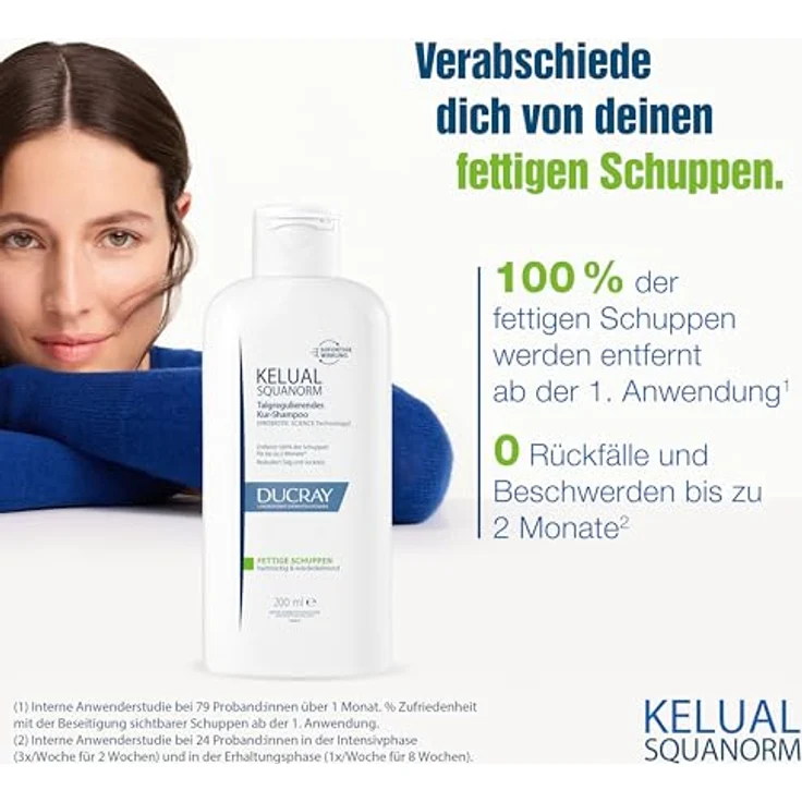 Ducray KELUAL SQUANORM, Anti-Schuppen Kur-Shampoo, talgregulierende Haarpflege bei fettigen Schuppen und juckender Kopfhaut, klinisch getestet, 200 ml – Bild 3