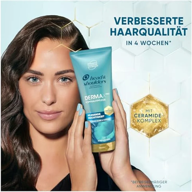 Head & Shoulders DermaXPro Pflegende Feuchtigkeit Leichte Spülung 220ml mit Kokosöl & Ceramide-Komplex für Trockene Kopfhaut; Hilft, die Hautbarriere zu Stärken für Schuppenfreies, Gepflegtes Haar, Conditioner – Bild 2