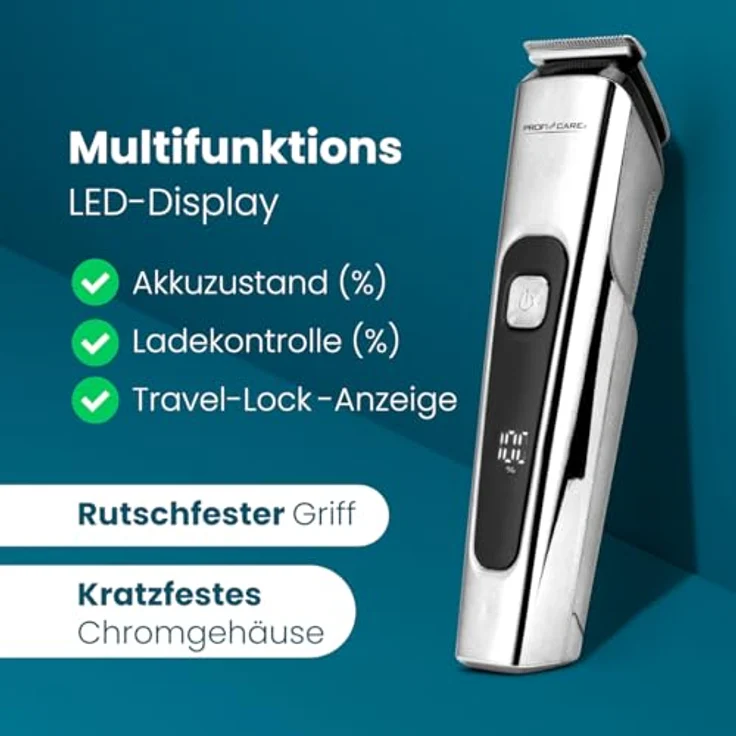 ProfiCare® Haarschneidemaschine PC HSMR 3143, 3-12mm Schnittlängen, 5 Edelstahl-Scherköpfe, bis zu 3 Std. Akkulaufzeit, inkl. Barttrimmer und Zubehör – Bild 5