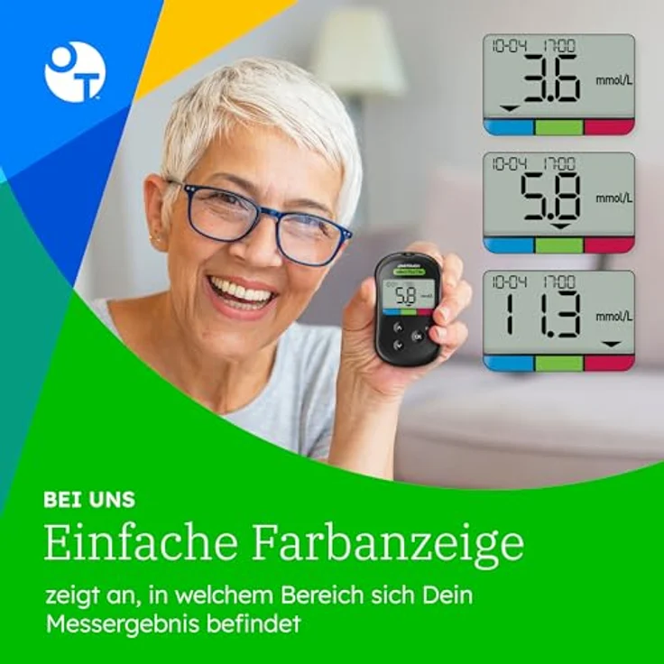 OneTouch Select Plus Flex® Blutzuckermessgerät, tragbares Testset mit 10 Teststreifen, Stechhilfe und Etui, mmol/L – Bild 5