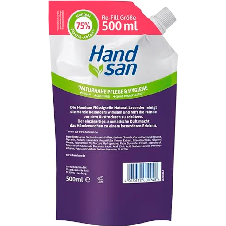 Handsan Flüssigseife Lavender Nachfüller, 500ml Flüssigseife von Lornamead – Bild 2