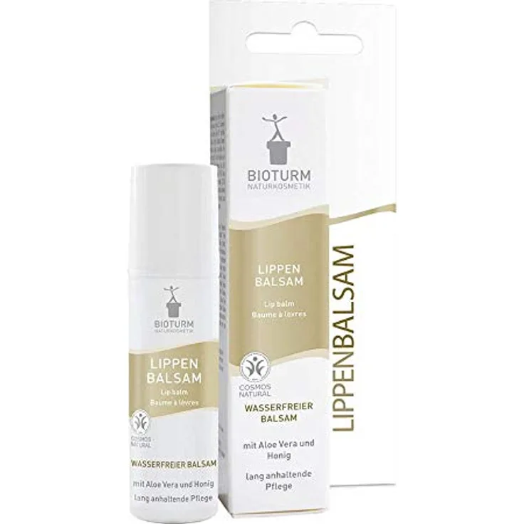 Bioturm Lippenbalsam 10ml, intensive Feuchtigkeitspflege mit Aloe Vera und Honig, wasserfrei