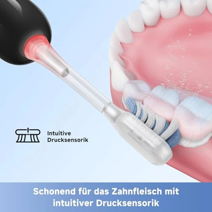 Mova Fresh SweepDrive™ elektrische Zahnbürste, wiederaufladbar mit Typ-C-Ladung, intuitivem Drucksensor und 3-in-1-Ersatzbürstenkopf, Schwarz – Bild 5