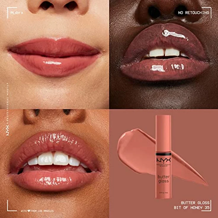 NYX Professional Makeup Butter Lip Gloss, hochpigmentiertes Lipgloss mit buttrig weicher Textur, 8 ml, zartes Rosé – Bild 3