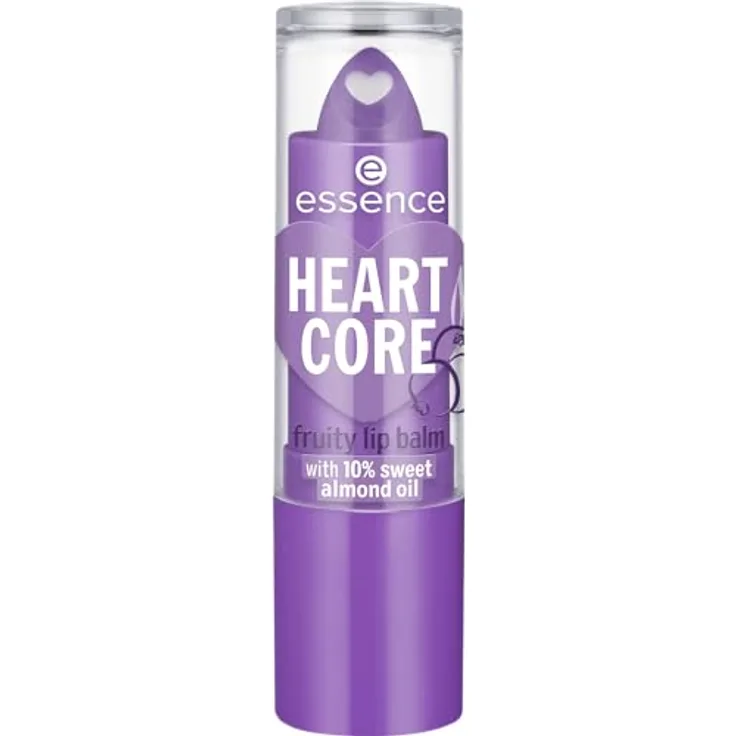 essence HEART CORE fruity lip balm Nr. 06, Violett, glättend, pflegend mit Ölen, vegan, ohne Konservierungsstoffe, 3g