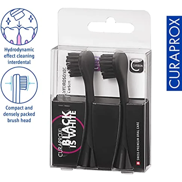 CURAPROX Black is White Aufsteckbürsten für elektrische Zahnbürste 2 St. Schwarz – Bild 4