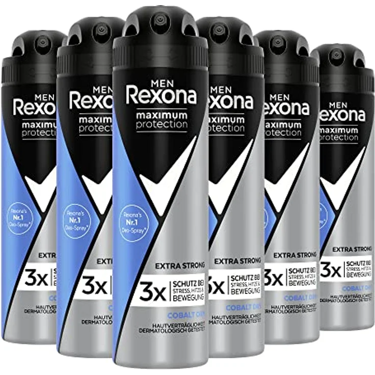 Rexona Men Maximum Protection Deo Spray Cobalt Dry Anti-Transpirant mit 48 Stunden Schutz gegen Körpergeruch und Achselnässe 150 ml 6 Stück – Bild 1