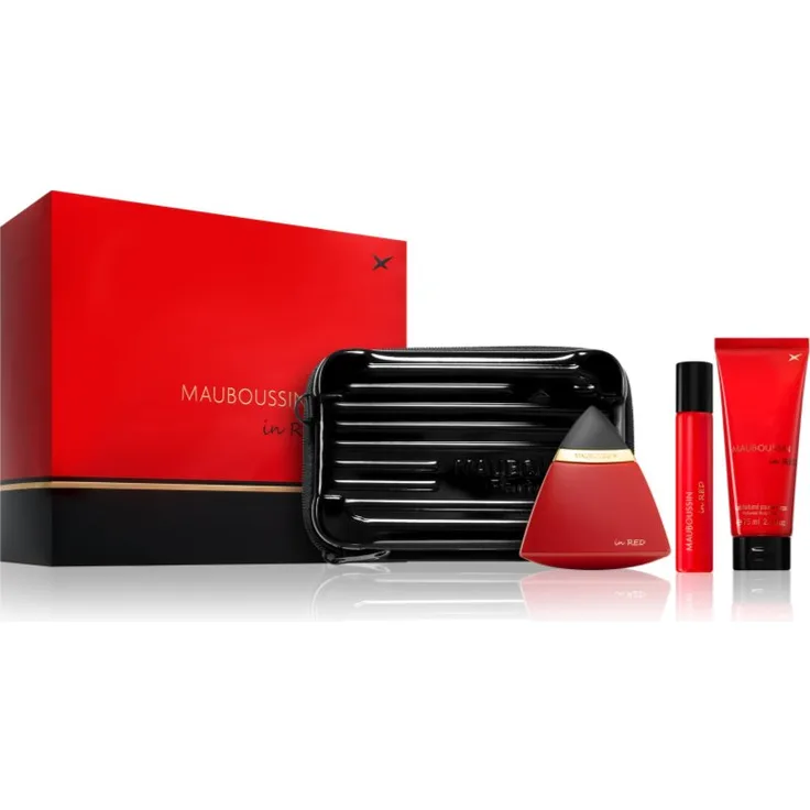 Mauboussin In Red Geschenkset für Damen, Duftset mit 100 ml Eau de Parfum, 20 ml Eau de Parfum und 75 ml Bodylotion