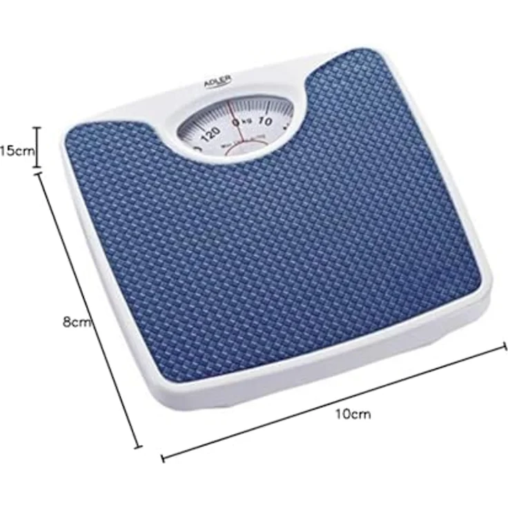 Adler AD 8151b Mechanische Personenwaage, 130 kg, rutschfest, Polymer, Blau – Bild 9