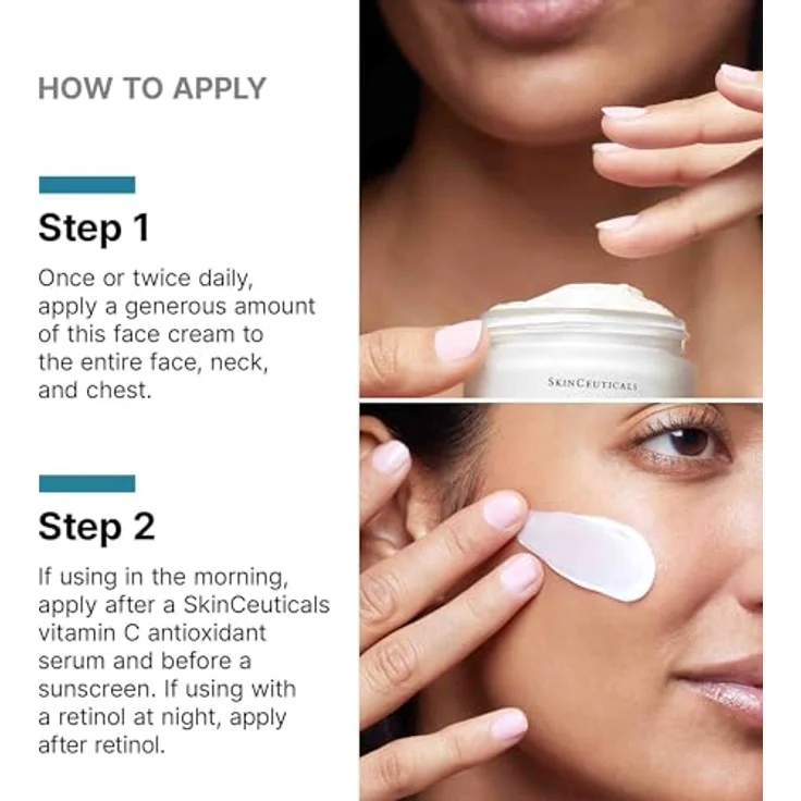SkinCeuticals Moisturize Emollience, Gesichtscreme für normale bis trockene Haut, 60ml, alkoholfrei, parfümfrei, zieht schnell ein – Bild 4