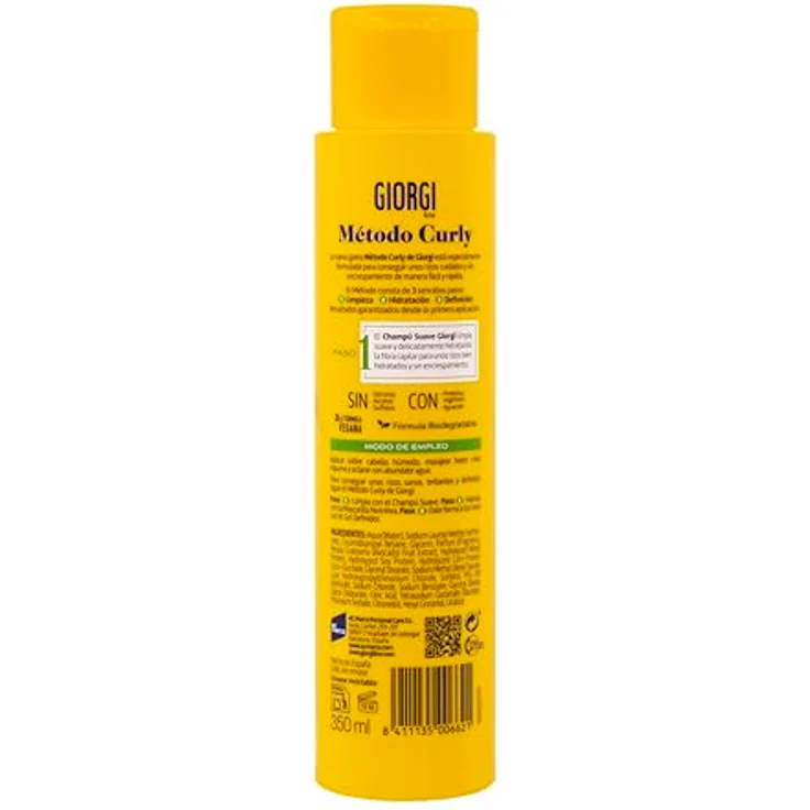 Giorgi Line Weiches Shampoo, Curly-Methode, spektakuläre Locken, 0% Alkohol, 0% Silikone, 0% Sulfate, mit pflanzlichen Proteinen und Avocado, 350 ml – Bild 2