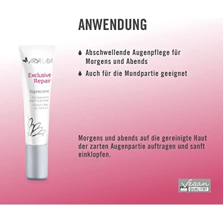 ARYA LAYA Exclusive Repair Augencreme: für eine frischere Augenkontur, reduziert Mimik-Fältchen, Augenringe, leichte Schwellungen und Müdigkeitserscheinungen, für alle Hautbilder | 15 ml – Bild 3