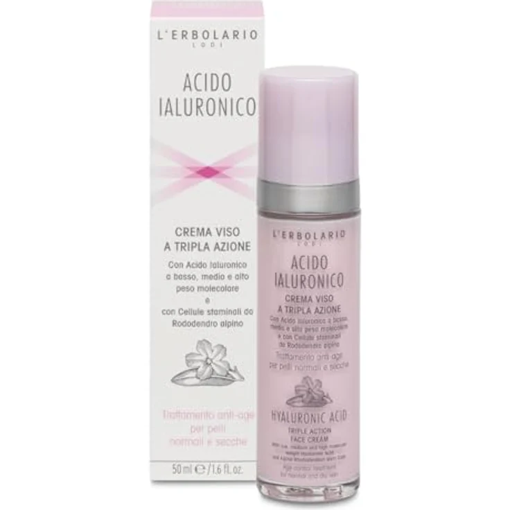 L'Erbolario Hyaluronsäure Gesichtscreme, Dreifachwirkung, Anti-Aging, 50 ml – Bild 1