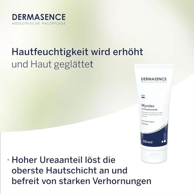 DERMASENCE Mycolex Schrundencreme, 100 ml - Hornlösende Spezialpflege für verdickte Hautareale - verringert Rauigkeit und Risse - parfümfrei – Bild 4