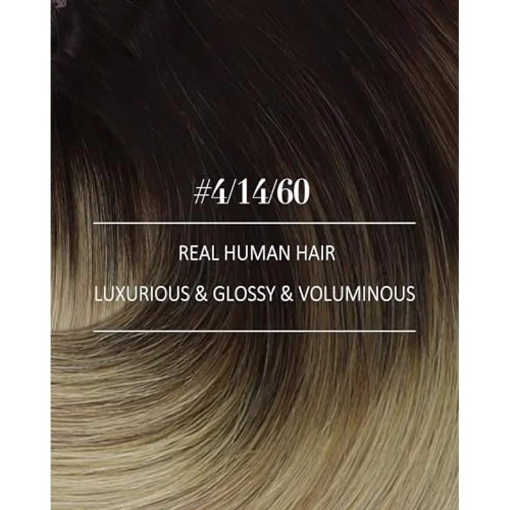 YoungSee Echthaar Extensions Clip Balayage 35cm, 120g Remy Echthaar in Braun Blond, 7 Clip in Haarverlängerungen für volles Volumen – Bild 2