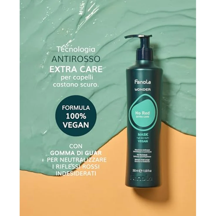 Fanola Wonder No Red Antirot-Maske, 350 ml - Haarkur für neutralisierende Wirkung, entwirrt und nährt das Haar, VEGAN – Bild 3