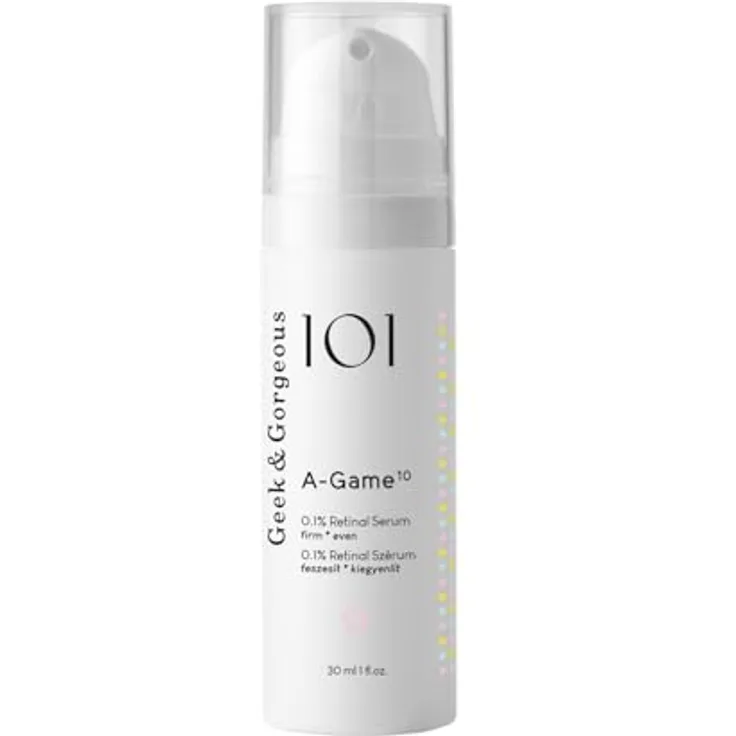Geek & Gorgeous - A-Game 10 - hochdosiertes Serum mit 0,1% Retinal, Gesichtspflege gegen reife und müde Haut, für alle Hauttypen, 30 ml