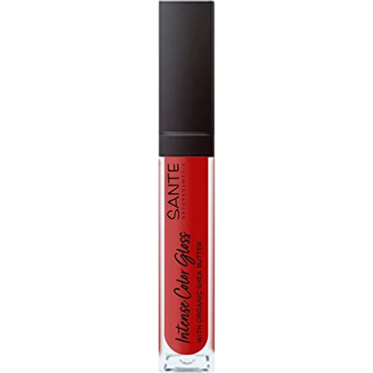 Sante Naturkosmetik Natürlicher Lipgloss mit glänzendem Finish, Mit Sheabutter für gepflegte Lippen, Intense Color Gloss, Nr. 06 Daring Red, 1 x 5,3 ml