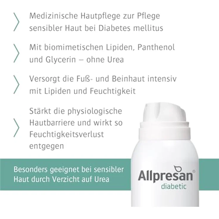 Allpresan diabetic INTENSIV + REPAIR ohne Urea Schaum-Creme - Effektive Pflege bei Diabetes mellitus - 125ml – Bild 4