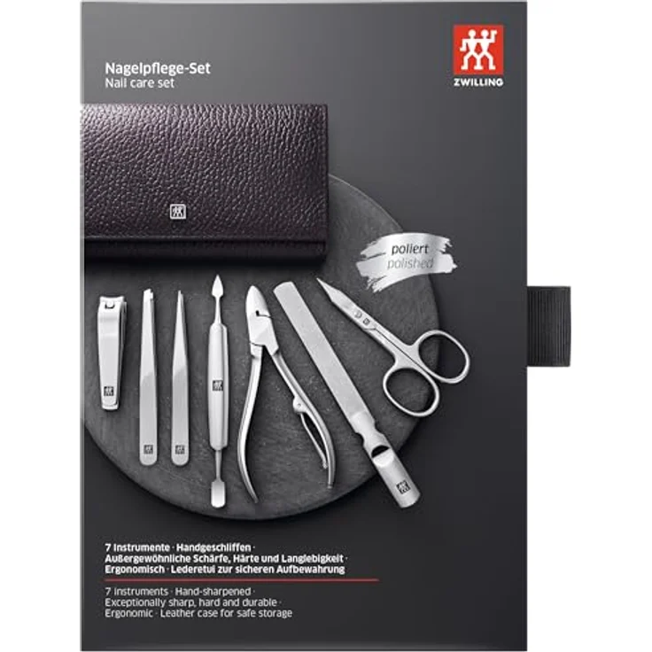 Zwilling Classic Inox Druckknopf -Etui, Rindleder, lila, 7-tlg. – Bild 6