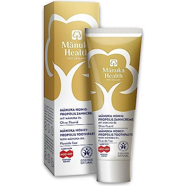 Manuka Health - Manuka Honig Zahncreme mit MGO 400+, Propolis und Manuka Öl ohne Fluorid, Natürlicher Minzgeschmack, Ohne Titandioxid, Ohne Schäumungsmittel (SLS), 1er Pack (1x 75ml) – Bild 1
