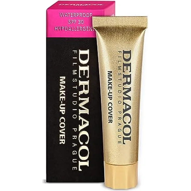 Dermacol Full Coverage Foundation 13g, Flüssige Matte Foundation mit SPF 30, Wasserfest für fettige Haut, Shade - 208