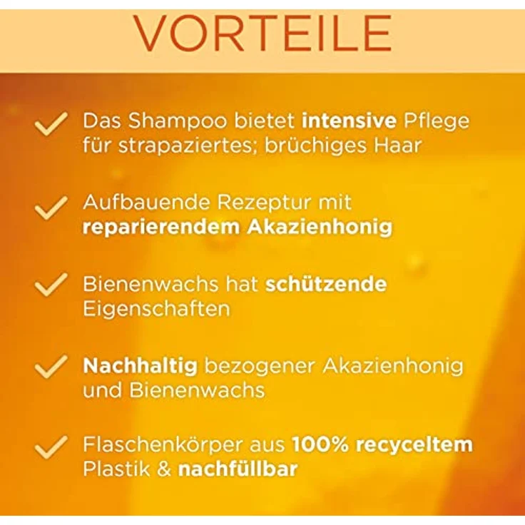 Garnier Wahre Schätze Reparierendes Shampoo Honig Schätze, kräftigt und nährt strapaziertes und brüchiges Haar, 3 x 250 ml – Bild 3
