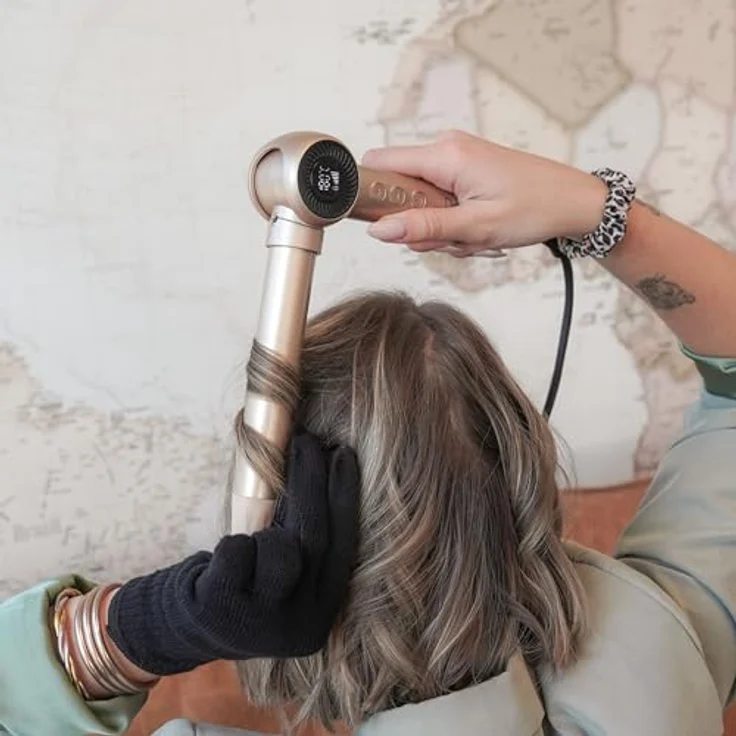 Demeliss CURL POWER Faltbarer Lockenwickler, 25 mm, 10 Temperaturstufen, digitale Anzeige, hitzebeständiger Handschuh, für alle Haartypen, ultraleicht, 180° klappbar – Bild 3