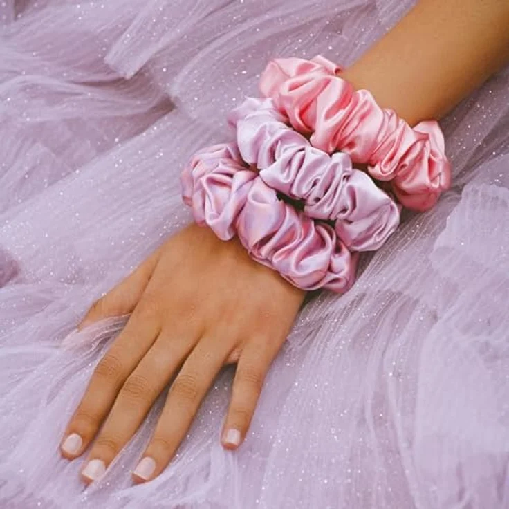 SLIP Große Haargummis aus reiner Seide, Anti-Falten- und Bruchschutz-Design, Belleflower: in Iris, Wildblume und Rose – Bild 4