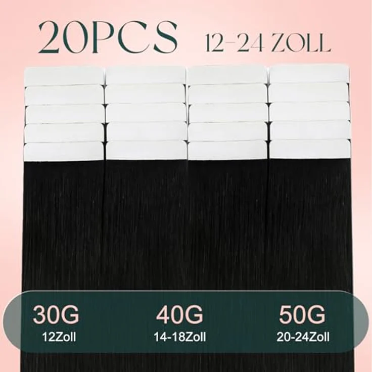 Easyouth Tape on Extensions, Echthaar Ombre Skin Weft, 20 Zoll, Dunkelbraun zu Hellbraun, 50g, wiederverwendbar, hitzebeständig – Bild 3