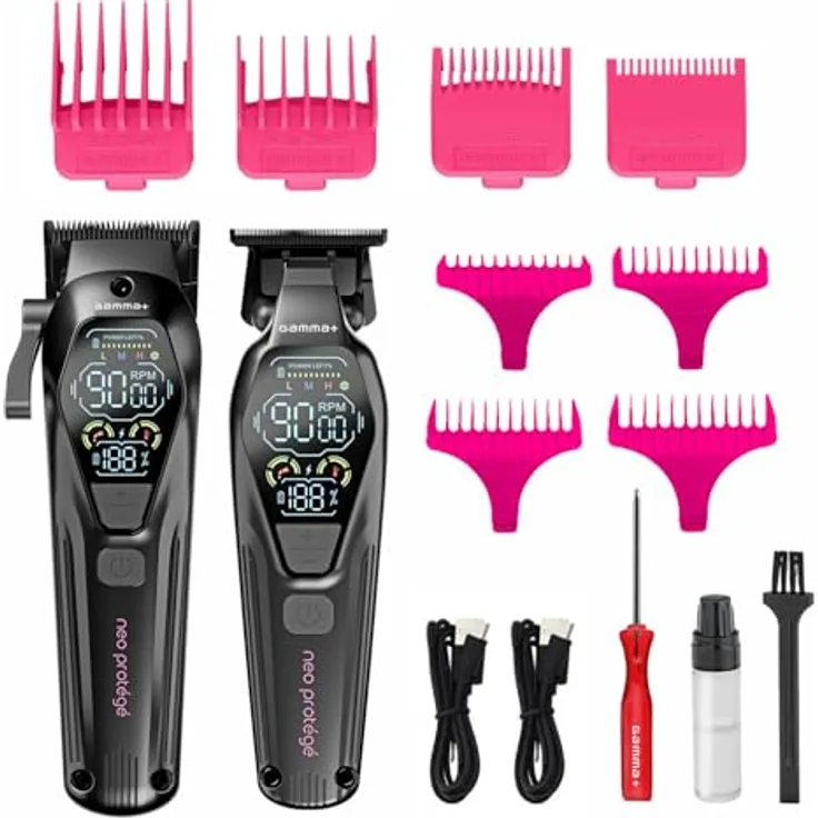 GAMMA+ Neo Protege Clipper & Trimmer, Haarschneider mit DC-Motor bis 9000 U/min, LED Display, USB-C Ladefunktion, schwarz