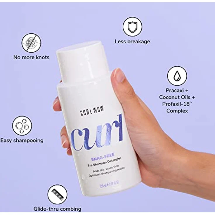 Color Wow Pre-Shampoo Detangler "Snag Free", Locken-Shampoo Curl Wow spendet Feuchtigkeit, Anti-Frizz Haarkur Treatment für Lockiges Haar, 295ml – Bild 5