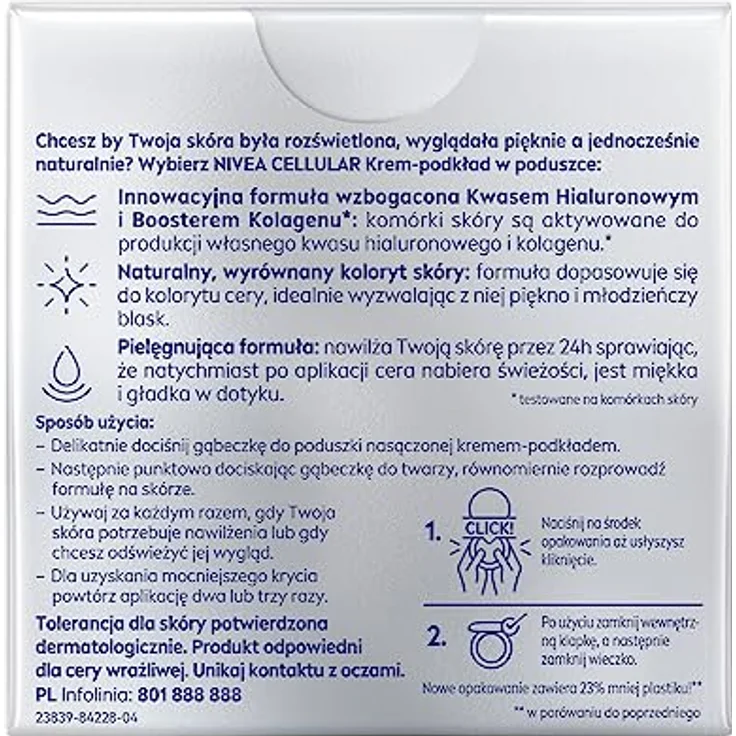 NIVEA Cellular Expert Finish 3in1 Pflege Cushion für mittlere Hauttöne (15 g), Make-up mit Hyaluron, Kollagen-Booster und LSF 15, feuchtigkeitsspendende Cushion Foundation – Bild 2